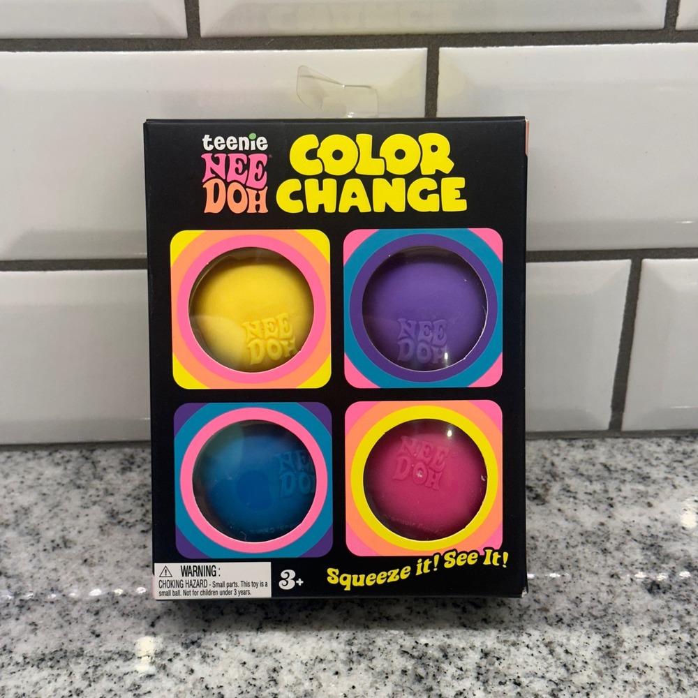 Schylling Unisex OS Teenie NeeDoh Color Change 4 Pack Multi Fidget Toy Retro